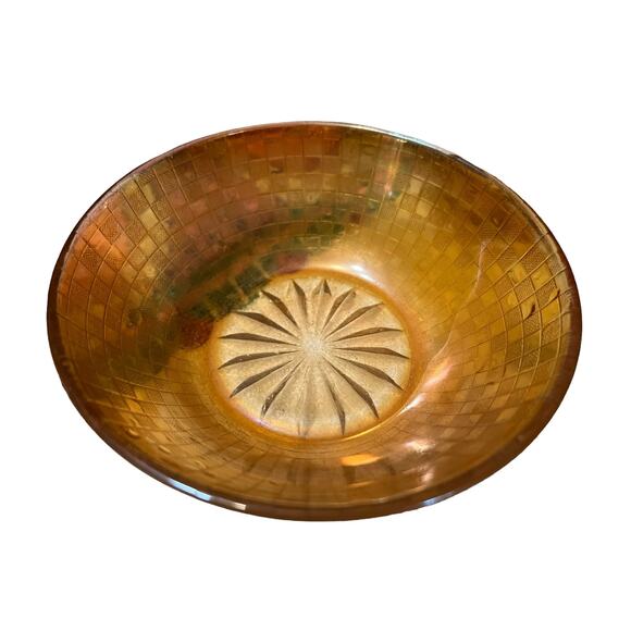 Vintage Carnival Glass Marigold Basketweave Iridescent Set of 6 Bowls - Picture 2 of 5